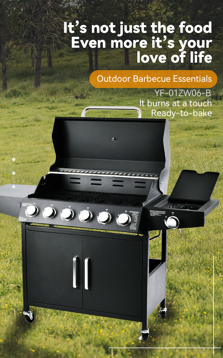 36.8kg Family Outdoor BBQ Gas Grill with Trolley and Commercial Gas BBQ Grill Machine