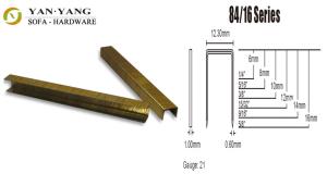 Quality 8416 series golden color furniture staples 21ga galvanized wire sofa staples wholesale