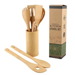 Quality Food Grade Bamboo Cooking Utensils Kitchen Tool Set 7 Pcs For Nonstick Pots wholesale