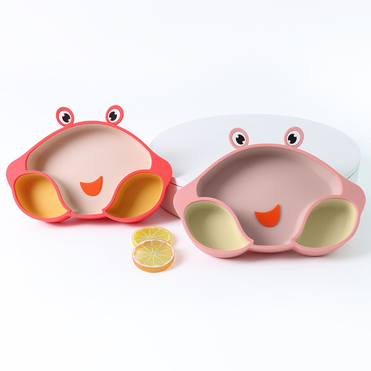 Food Feeding Silicone Baby Tray Crab Shape Suction Placemat Plate Eco Friendly