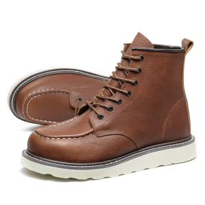 Quality Fashionable Steel Toe Work Boots Slip Resistant Mid Top Leather Boots Unisex wholesale
