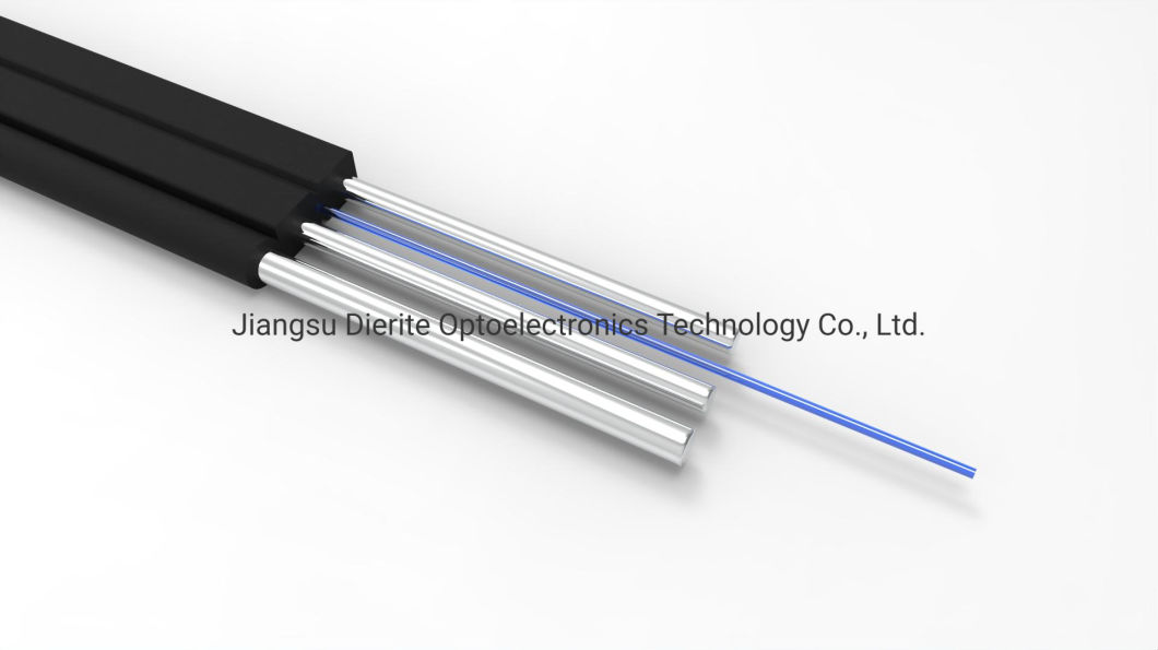 Optic Fiber Cable FTTH Flat Drop Cable with FRP Strength LSZH Jacket Optical Fiber Cable