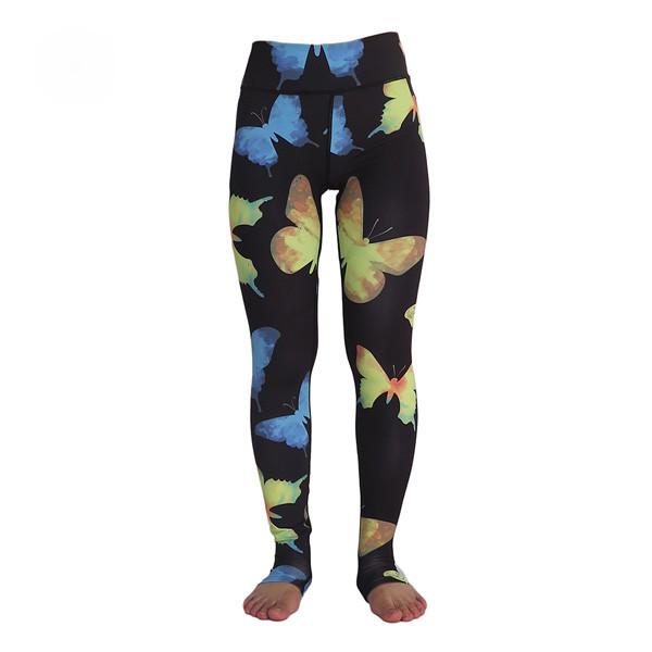 High Waist Ladies Yoga Clothes , Butterfly Sublimation Printed Skin Tight Yoga