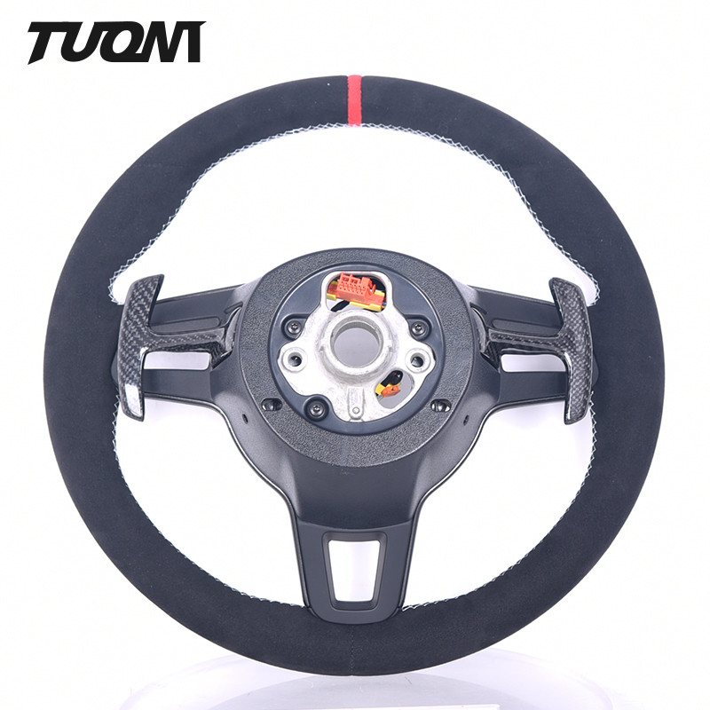 Cayenne Macan 911 Porsche Carbon Fiber Steering Wheel Full Black Alcantara Leather OEM