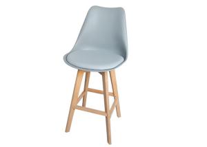 Quality Minimalism Cafe Shop Plastic Bar Stool Chair With Beech Wooden Leg wholesale