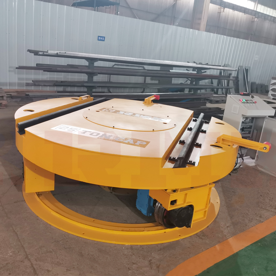 Two Cross-Rails Industrial Electric Turntable Cart For Poly Directional Movement​