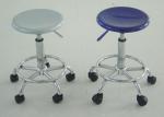 Portable Lab Fittings , Blue Round PU Cushion Modern Lab Stool
