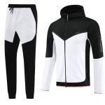 Black White Football Team Tracksuits Hooded Football Training Shirt