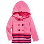 Stripes Little Girl Cardigan Sweaters , Hoody Girls Cardigan Jacket Buttons