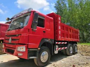Quality Red Euro 2 Used Howo Trucks , HW76 Cab Second Hand Dumper Truck wholesale