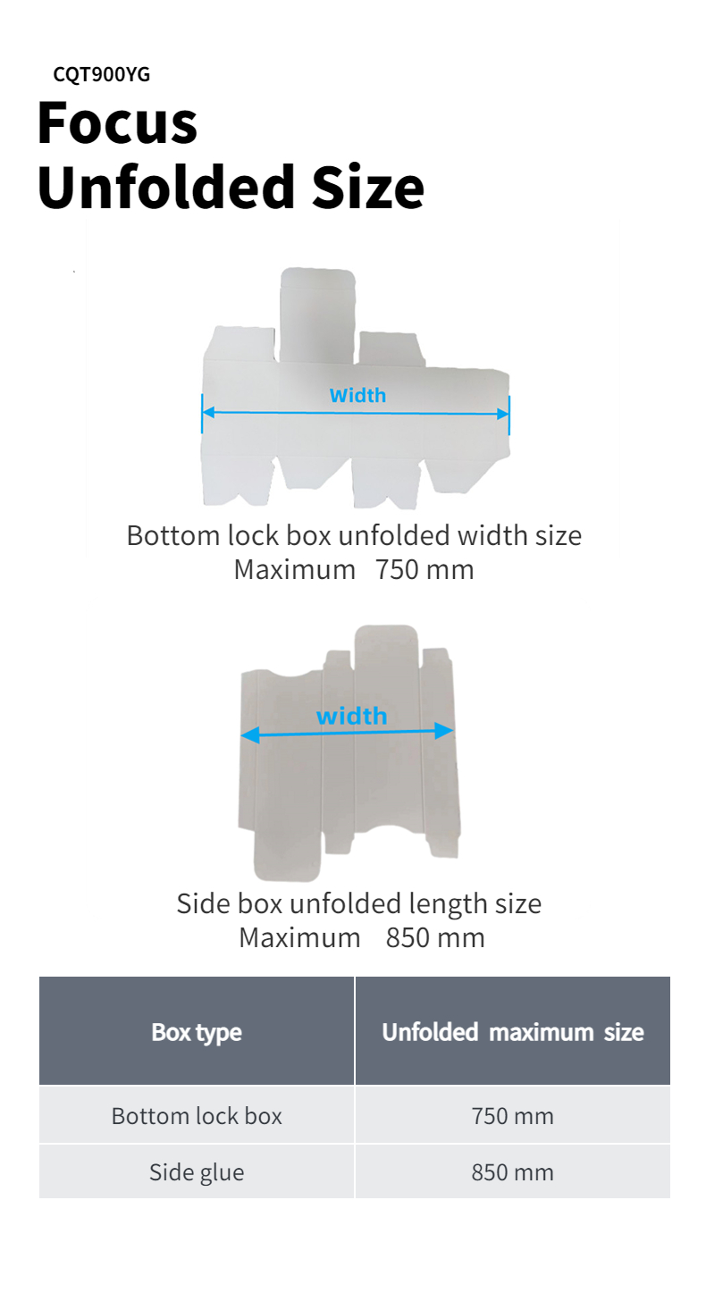 CQT900YG-2 Pre-Folded Bottom Lock Packaging Box Making Machine for High Productivity