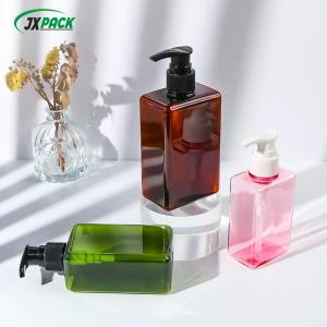 Quality 280ML Transparent Shampoo Bottle Square Flat Plastic Lotion Spray Bottle Screen Printing wholesale