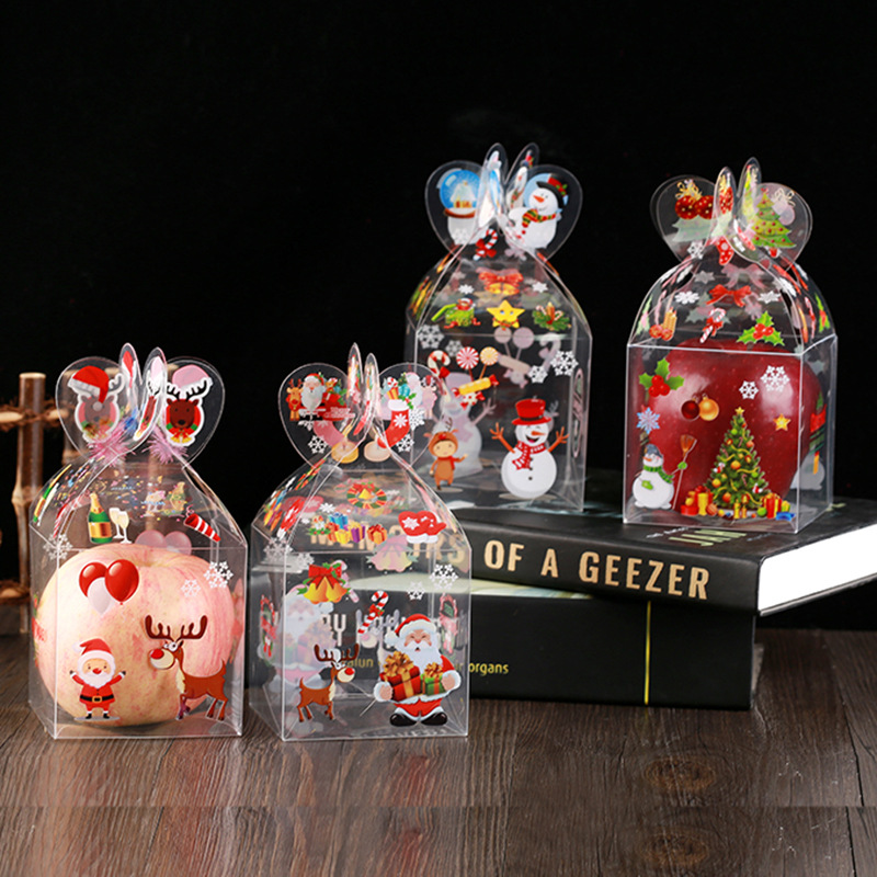 Transparent PET Foldable Candy Apple Boxes for Customized Gift Packing Christmas