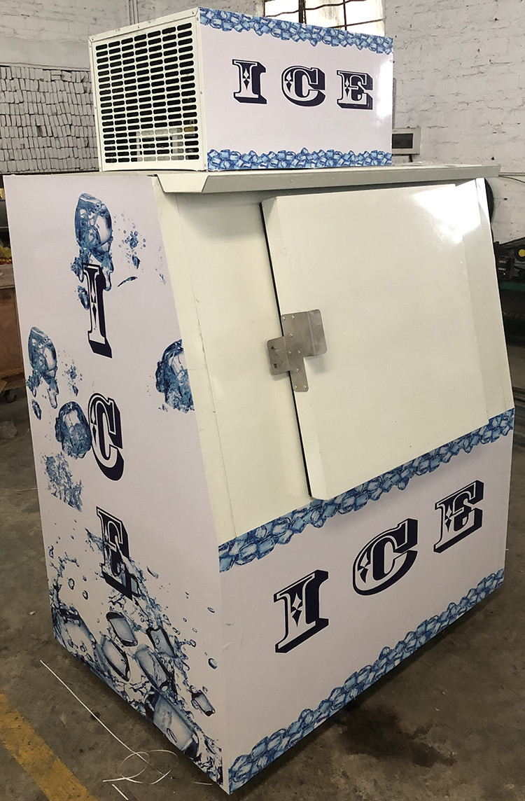 Gas Station Ice Cooler Upright Solid Door Freezer Ice Storage Bin