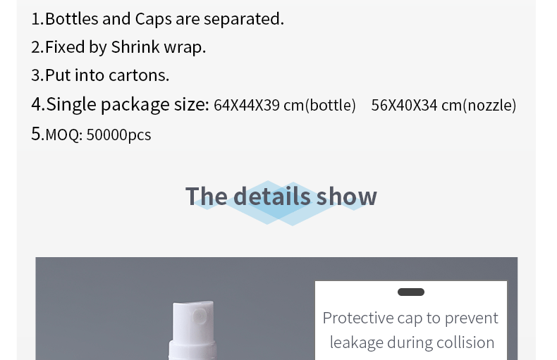 Recyclable 40ml Alcohol Transparent PET Spray Bottle 73*34mm