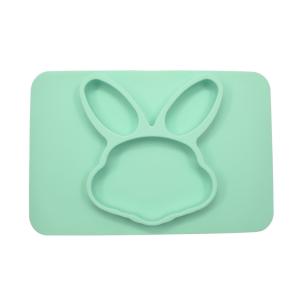 Quality Non Slip Lovely Animal Design BPS Free Baby Silicone Plate Mint Purple Grey wholesale
