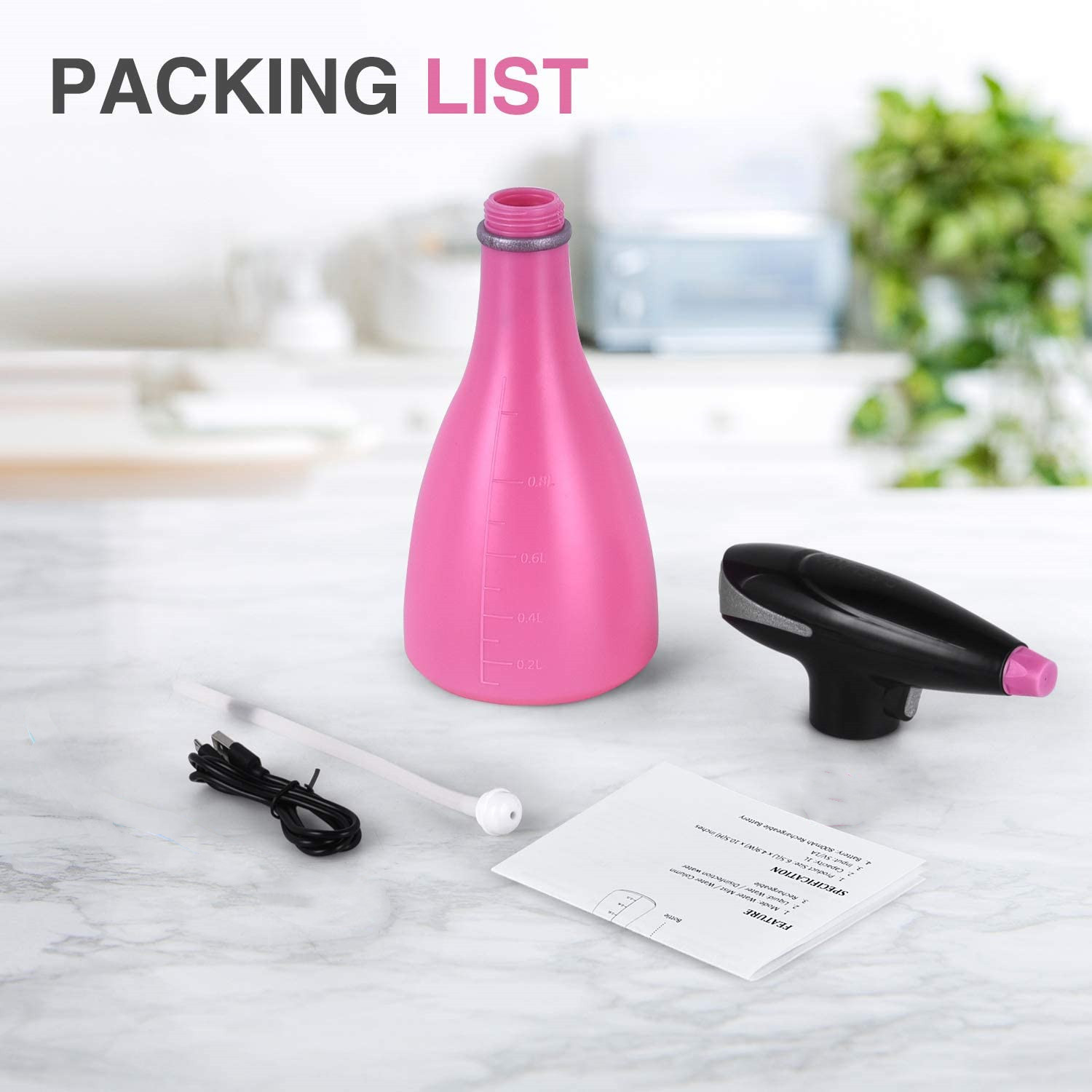 33.8oz Automatic Garden Sprayer Rechargable 1L Spray Mist Bottle For Plants