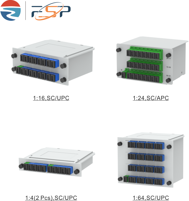 FTTX Optic Fiber PLC Splitter Insertion Type 1x2 1x4 1x8 1x16 1x32 1x64 with SC/UPC 5