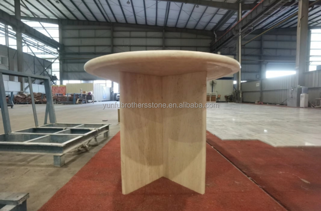 Hotel Marble Travertine Slab Polished Dining Table Modern Natural Stone Oval Furniture