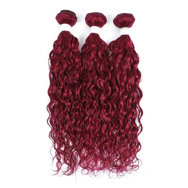 Burgundy Water Wave Remy Human Hair Bundles Sew In Weave Bundles Brazilian