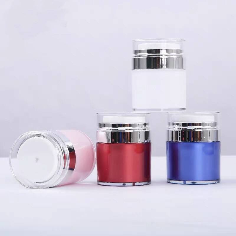 Empty Pink Eye Cream Lotion Container Double Wall Acrylic Powder Jars 30g 50g