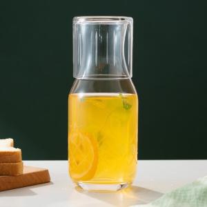 Quality Hand Blown 30 Ounce Glass Water Pitcher Lead Free Engraved Bedside Carafe With Cup wholesale
