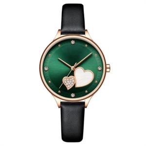 Quality Rhinestone Leather Diamond Quartz Watch Plexiglass Mirror 9mm Case wholesale