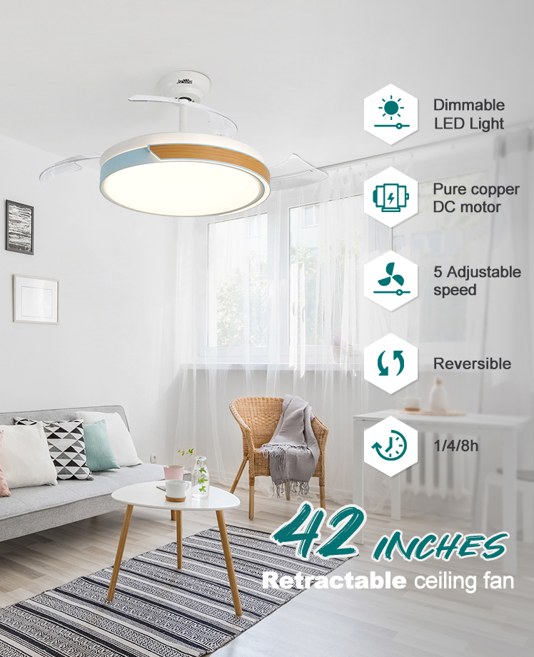 DC Motor LED Ceiling Fan with Color Blend Lampshade and Remote Control by 1stshine