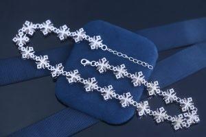Quality Custom 925 Sterling Silver Four Leaf Clover Necklace Diamond Gemstone Pendant Chain wholesale