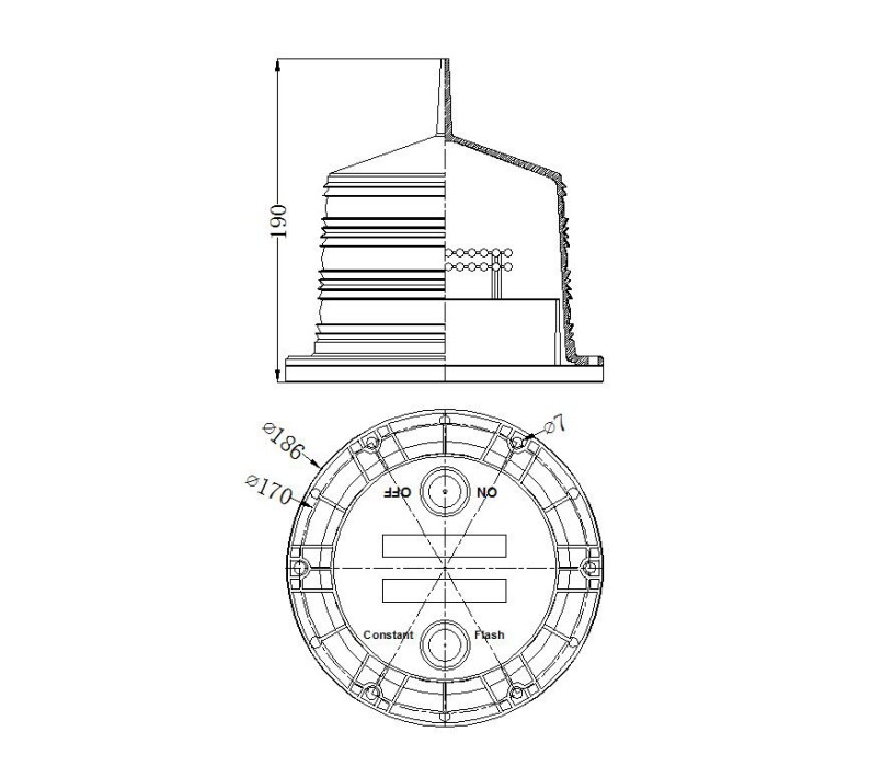 300LUX 4NM Integrated Marine Navigation Lighting Phosphate Battery