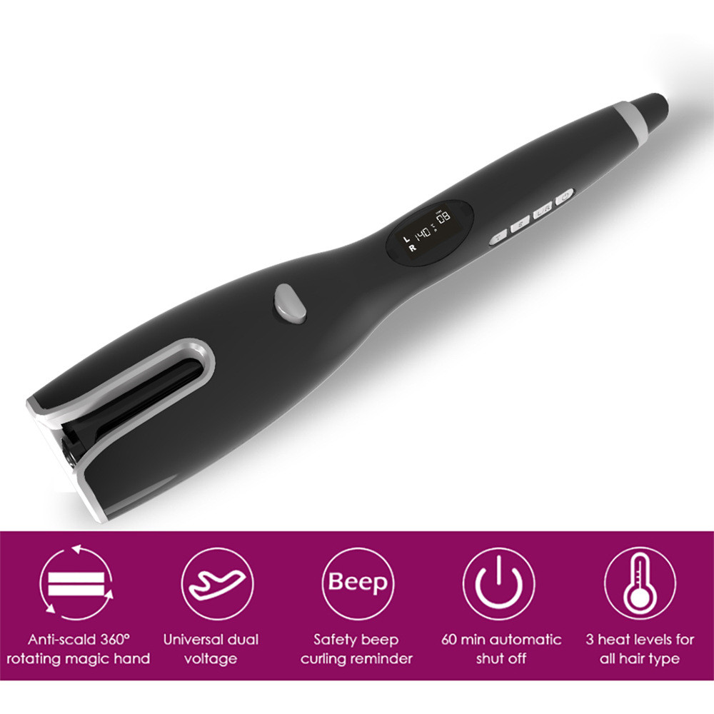 Deep Wave PTC Hair Rotating Curling Iron Titanium Ceramic Coating