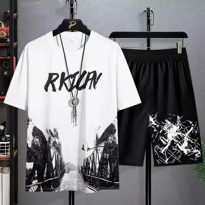 Men&prime;s Summer Thin Quick Drying Sportswear Men&prime;s Set with Short Sleeve Top and Sport Shorts