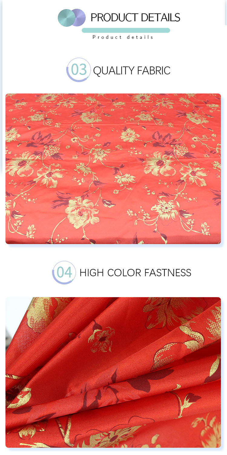 Anti Odor 100% Polyester Mattress Fabric Gold Powder Printing Warp Knitted
