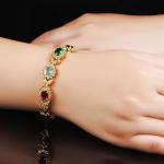 Mix Colour Crystal Women's Tennis Bracelet 18k Gold Plated Gorgeous Wedding