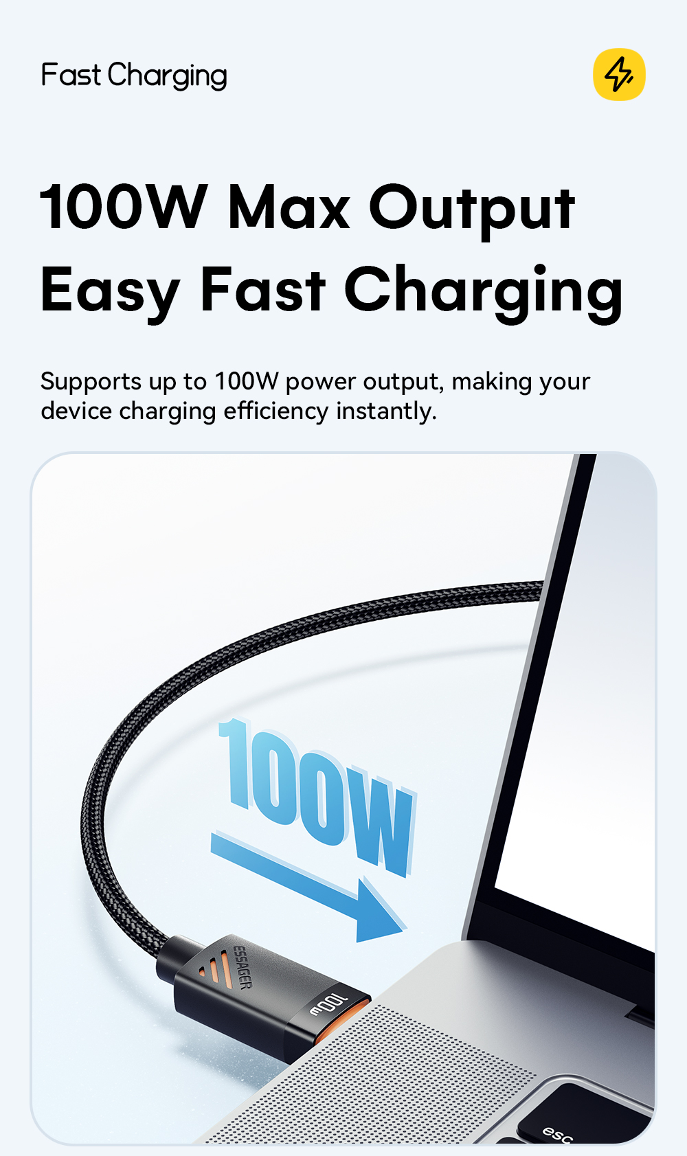 ESSAGER ES-X66 Series 100W USB C to USB C+L+Wireless Watch Charger 3 in 1 Cable