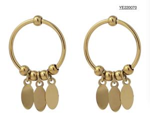 Quality Luxury Decoration Round Tassel Earrings Stainless Steel Gold Drop Earrings wholesale