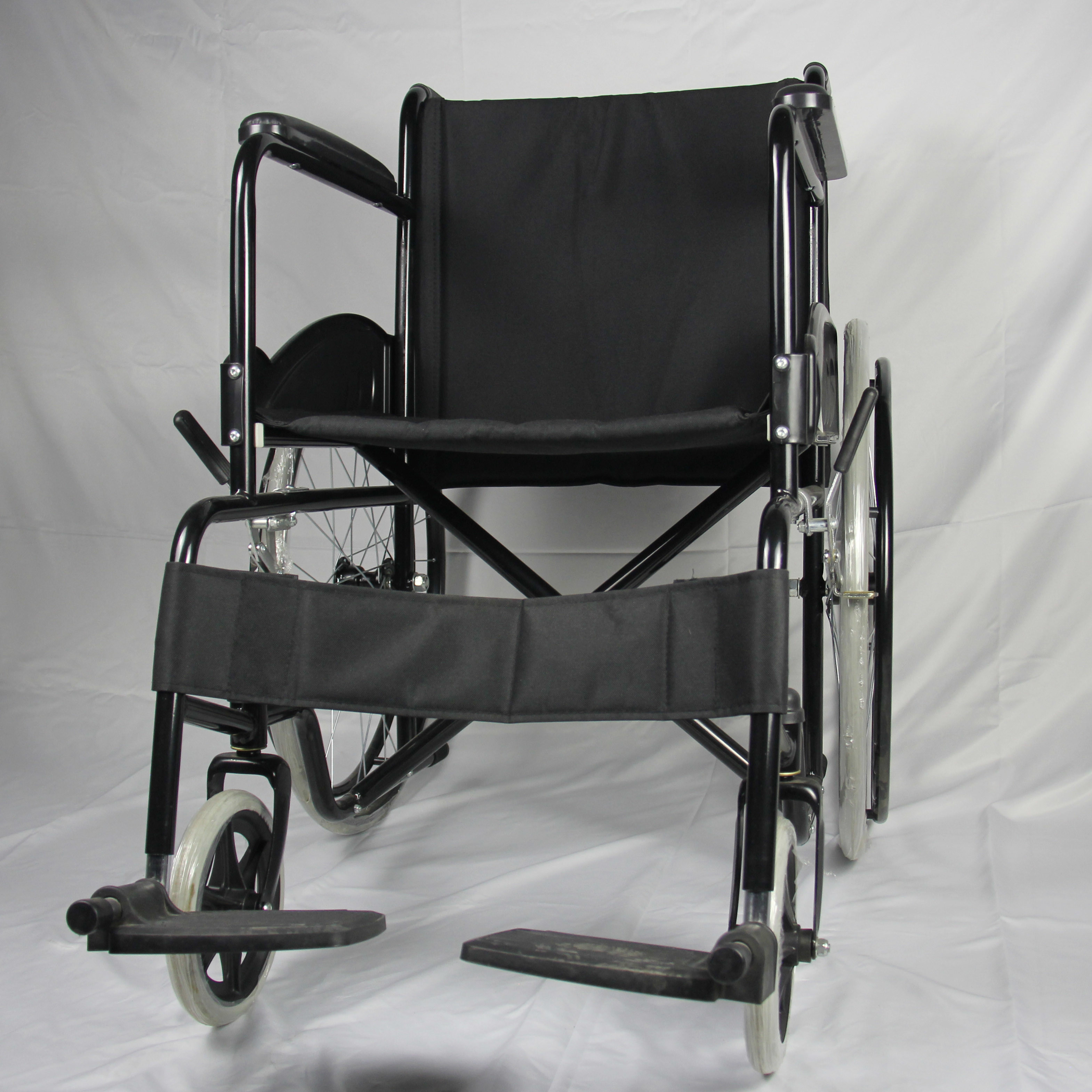 Simple Basic Folding Wheelchair With Powder Coating Steel Frame