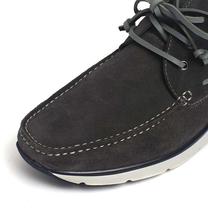 Pig leather Lining Anti Slip Mens Grey Leather Boots