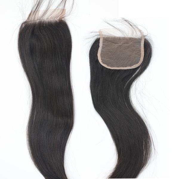 Hot Sale 4x4 Size 1b Color Silky Straight Top Lace Closure With Baby Hair In