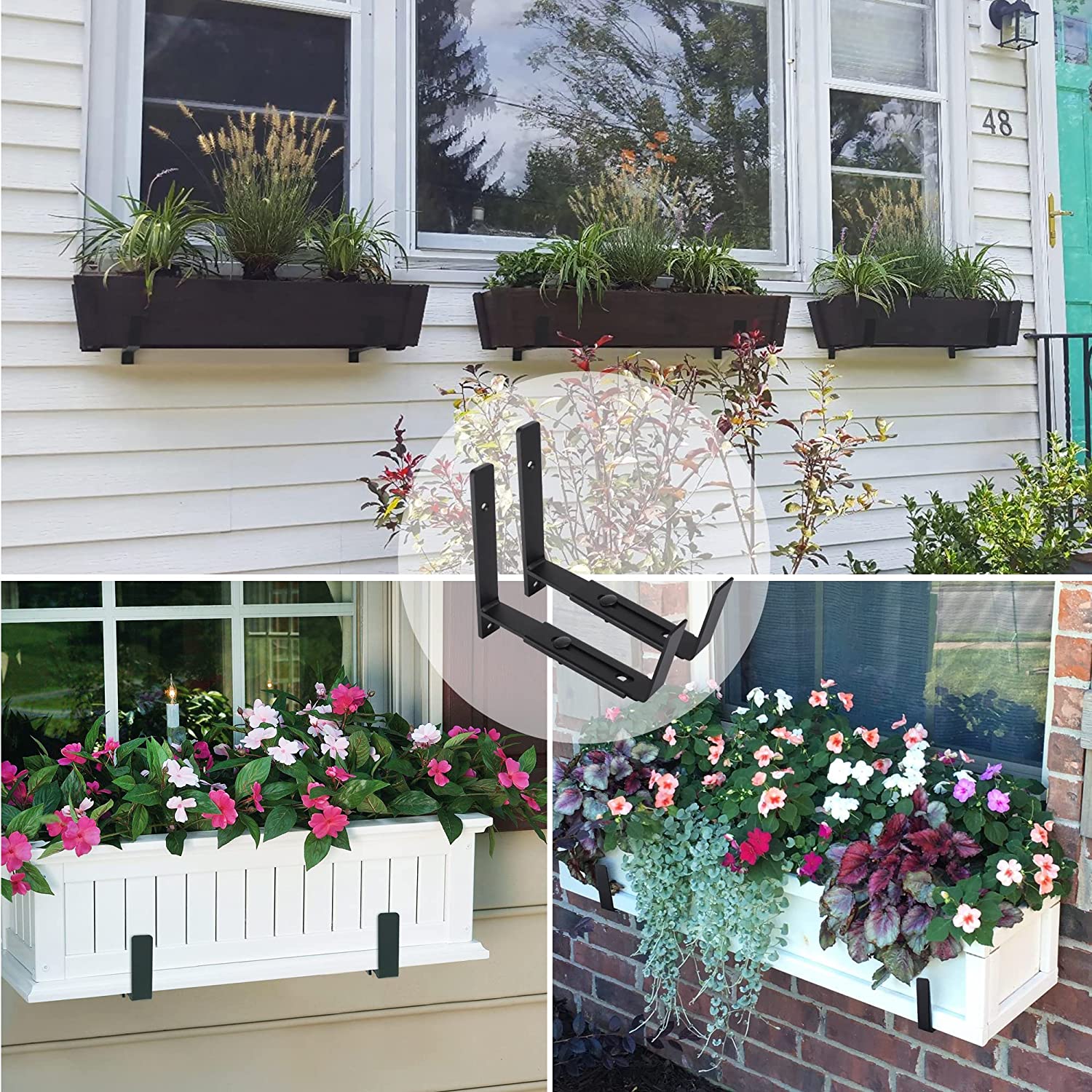 Steel Bracket Window Box Planter with Black Powder Coating and Butterfly Holder Box