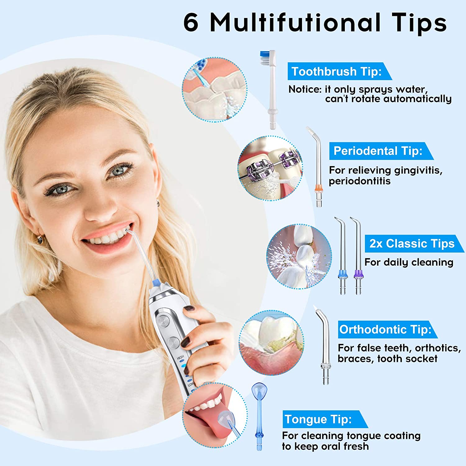 FDA Approved Water Jet Flosser , Electric interdental water jet
