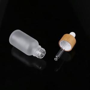 Quality Cosmetic Packaging​ 50ml Frosted Glass Bamboo Dropper Bottle wholesale