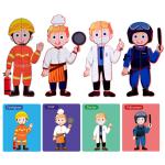 Uniforms for Firefighter Doctor Policeman, Chef Magnetic Jigsaw Puzzle Birthday