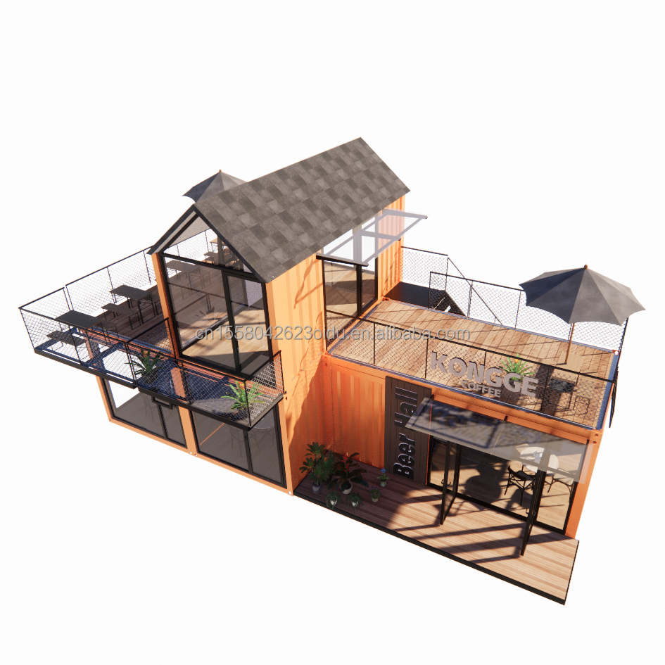 Bathroom Steel Structure Container Villa House for 4 bedrooms and 1 garage in 20FT Modern Style