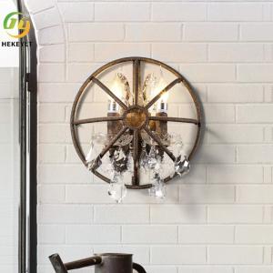 Quality Industrial Retro Iron Crystal Bird Cage Wall Light Double Head Bar Restaurant Cafe Loft Wall Light wholesale