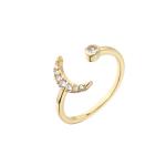 Diamond Inlaid Star Moon Ring 18K Gold Wedding Engagement Jewelry OEM