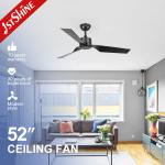 1stshine Ceiling Fan Industrial 52 Inches Black ABS Blades DC Motor Remote