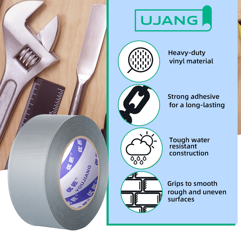 Industrial Cloth Duct Tape 50mx50mm Vinyl Duct Tape Silver For Heavy Duty Applications