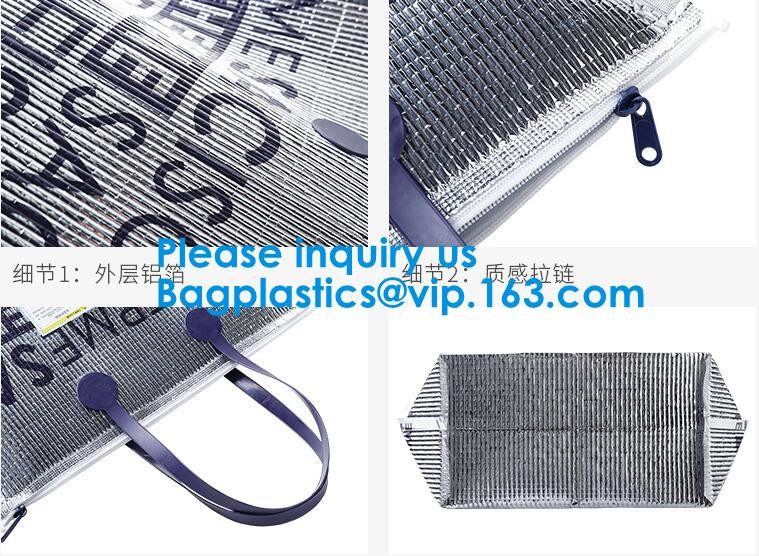 Insulated Thermal Non Woven Aluminum Foil Cooler Bag For Frozen Food,Reusable Insulated Aluminum Foil Thermal Lunch Cool