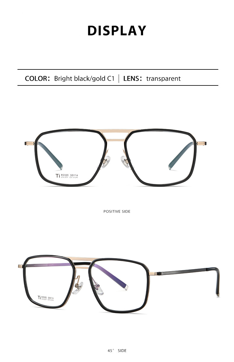 Clear Lens Acetate Titanium Glasses , Unisex Metal Frame Glasses OEM